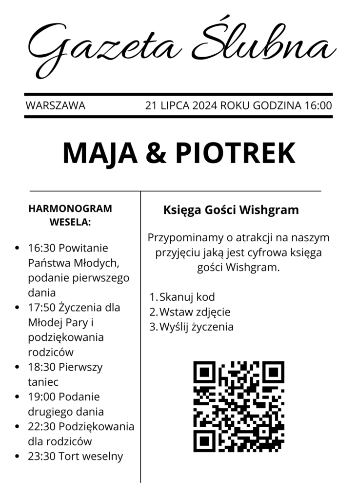 wedding-newsletter-with-qr-code